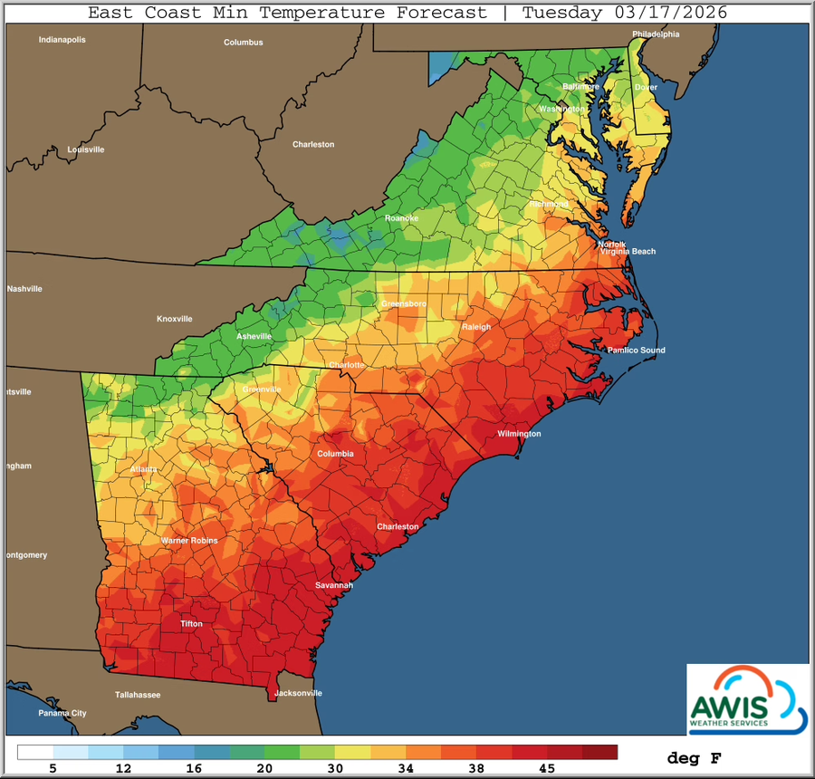 Min Temp Tuesday Mar 17