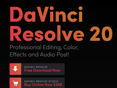 Image shows the main website page of the editing program of DaVinci Resolve.