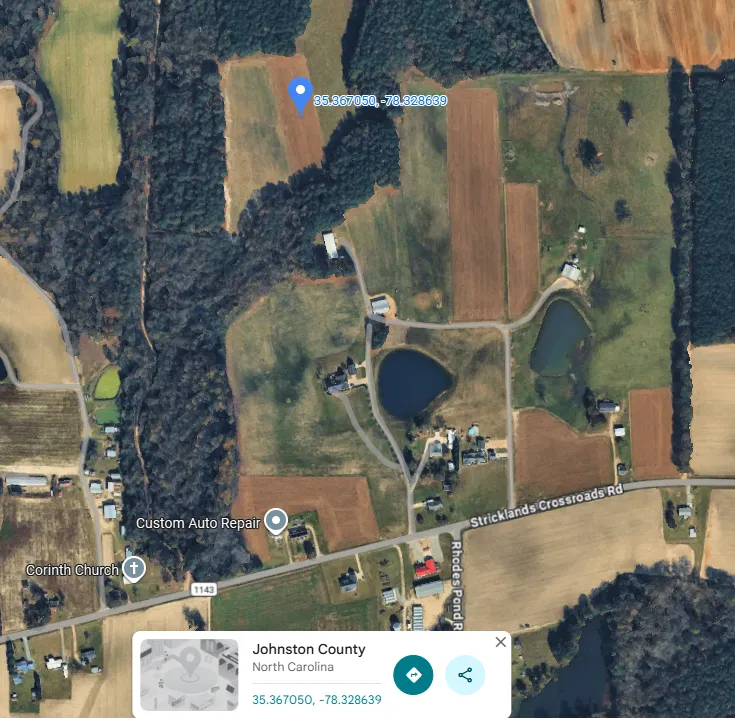 Google map satellite image of wheat field day location.