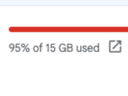 A screen capture showing that 95% of available capacity has been exhausted.