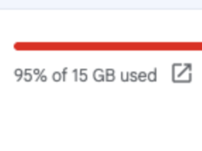 A screen capture showing that 95% of available capacity has been exhausted.