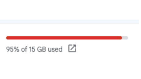 A screen capture showing that 95% of available capacity has been exhausted.