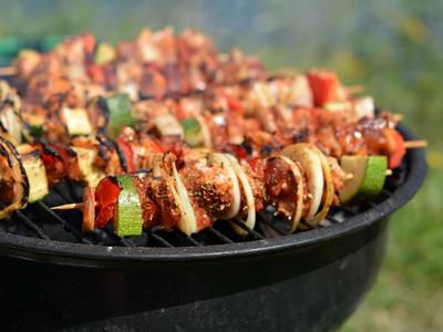 kebabs on grill