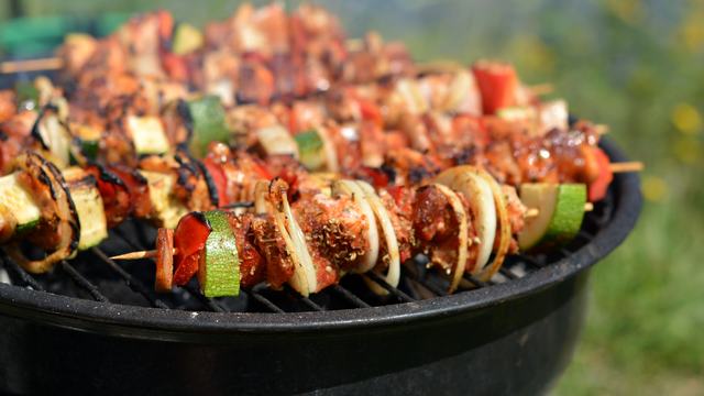 kebabs on grill