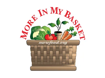 More in my basket logo - basket with fruits and vegetables