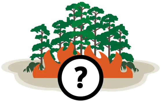 Trees icon with fire and question mark